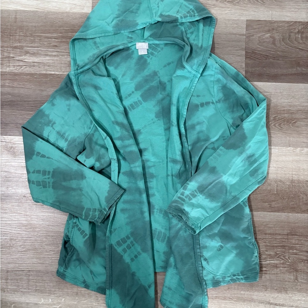 Green Tie-Dye Hooded Jacket